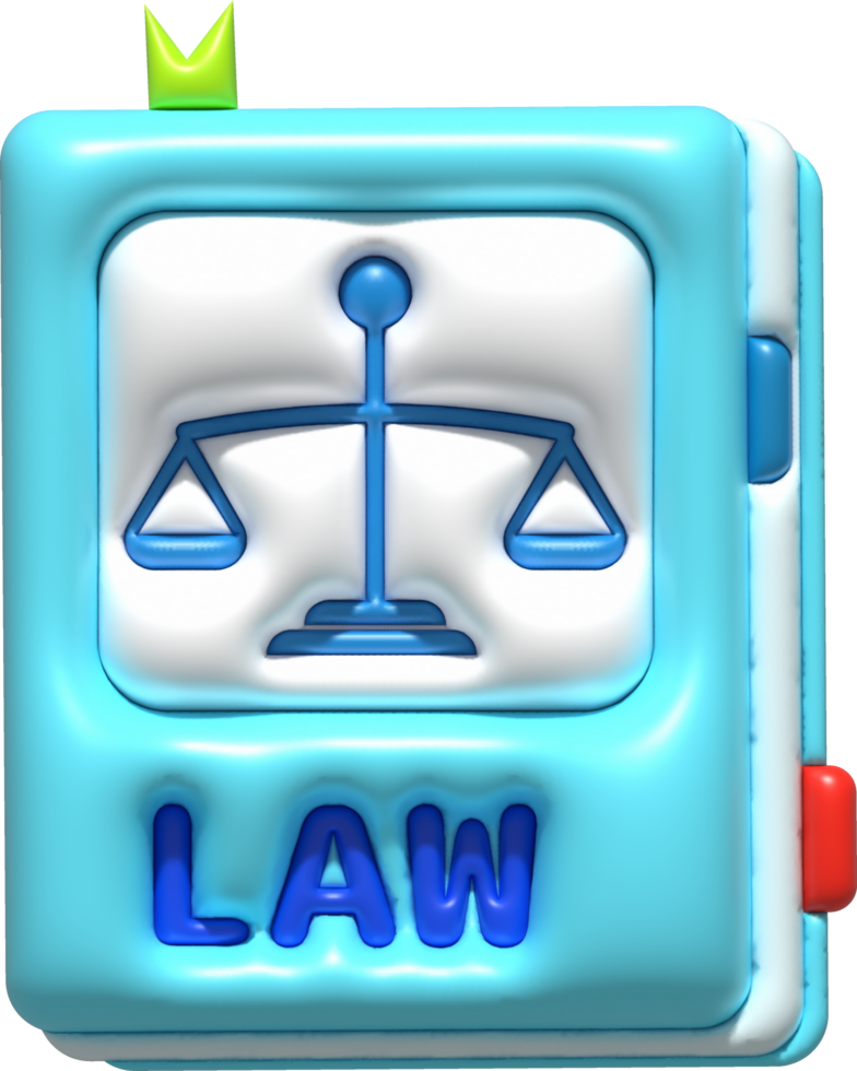 illustration 3D . Book symbol icon with cover of legal scales. png