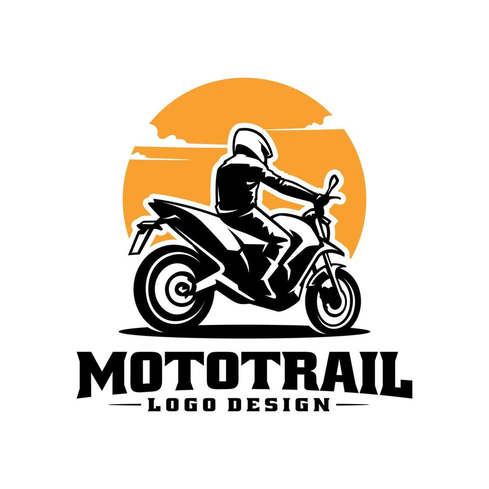 motociclista montando aventura moto ilustración logo vector