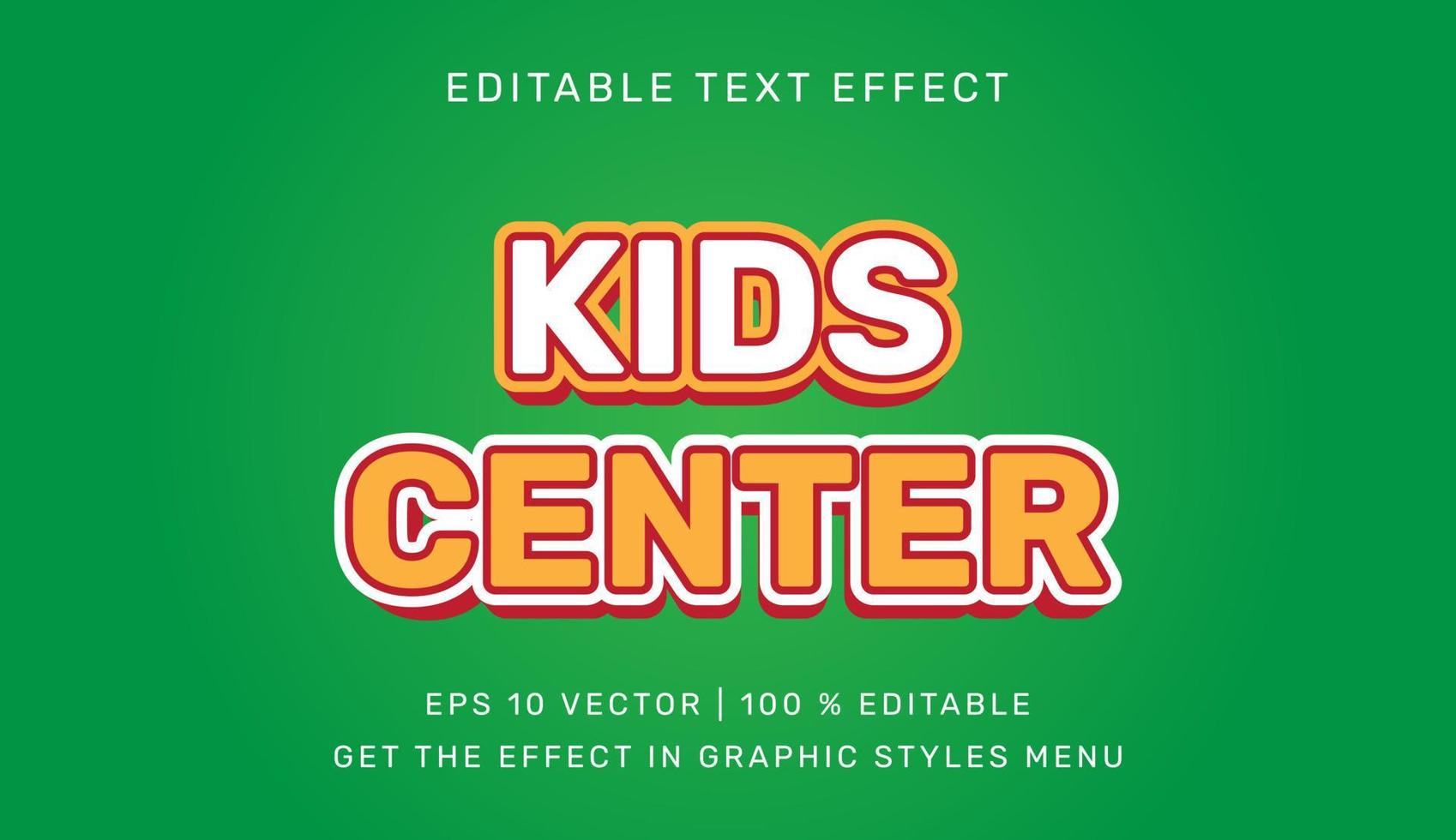 Vector illustration of kids center 3d text effect template