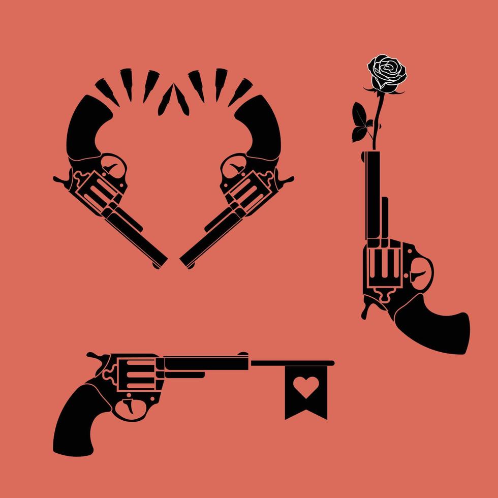 Love in Bloom - Creative Romantic Concept with Guns and Mushrooms vector