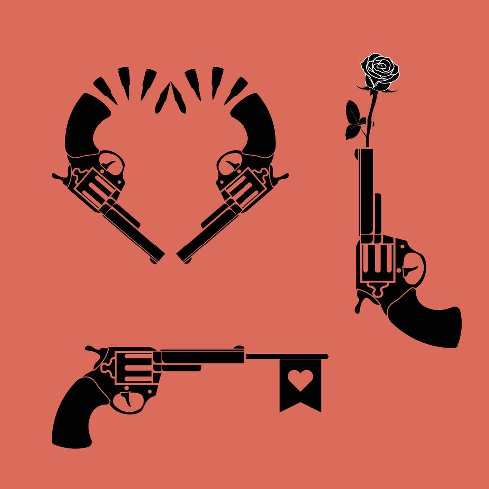 amor en floración - creativo romántico concepto con pistolas y hongos vector