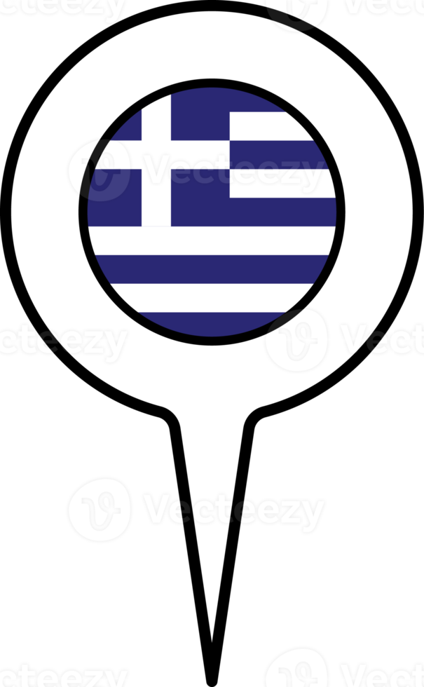 Grèce drapeau carte aiguille icône. png