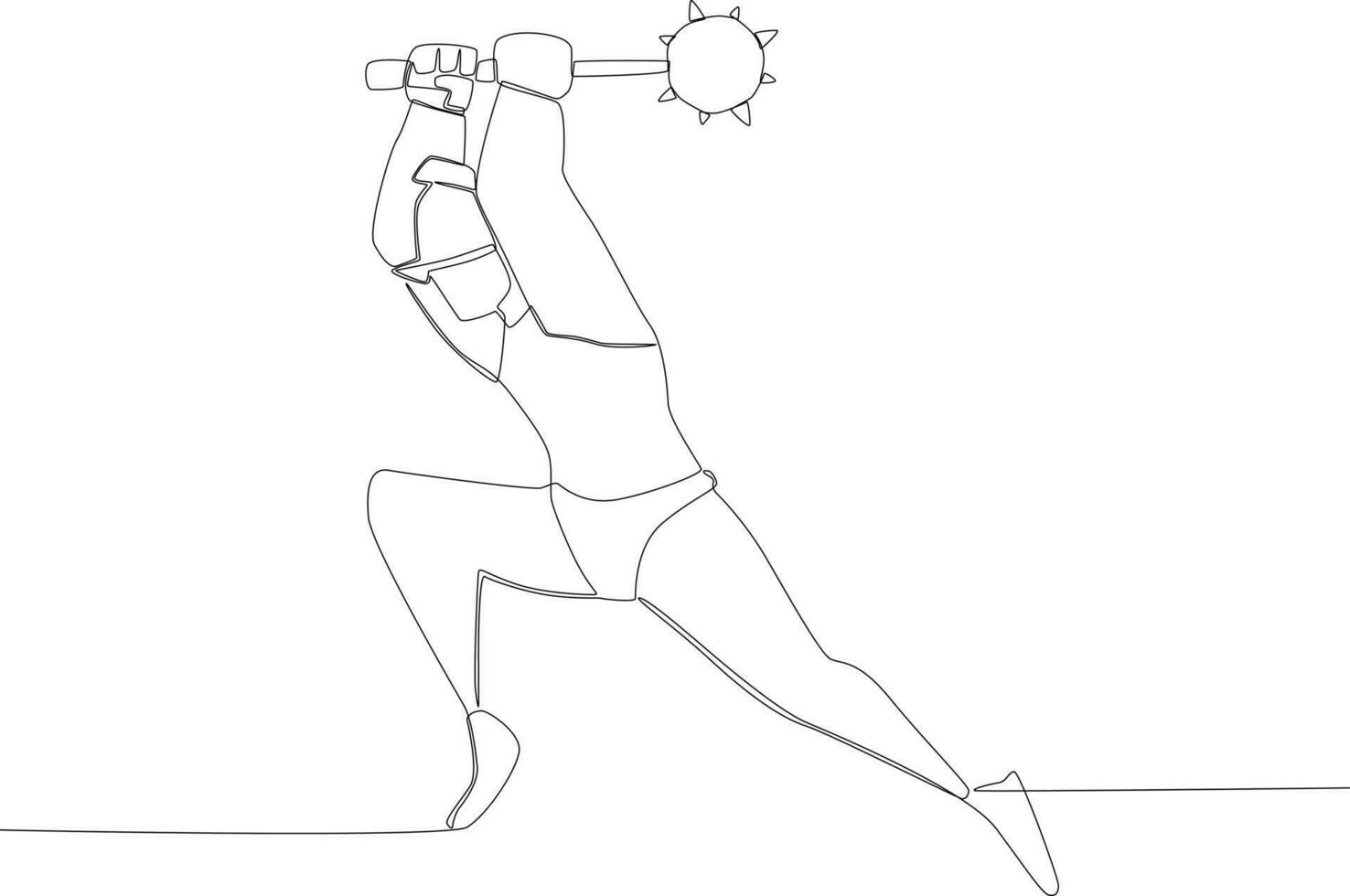 A warrior fights with an ancient weapon vector