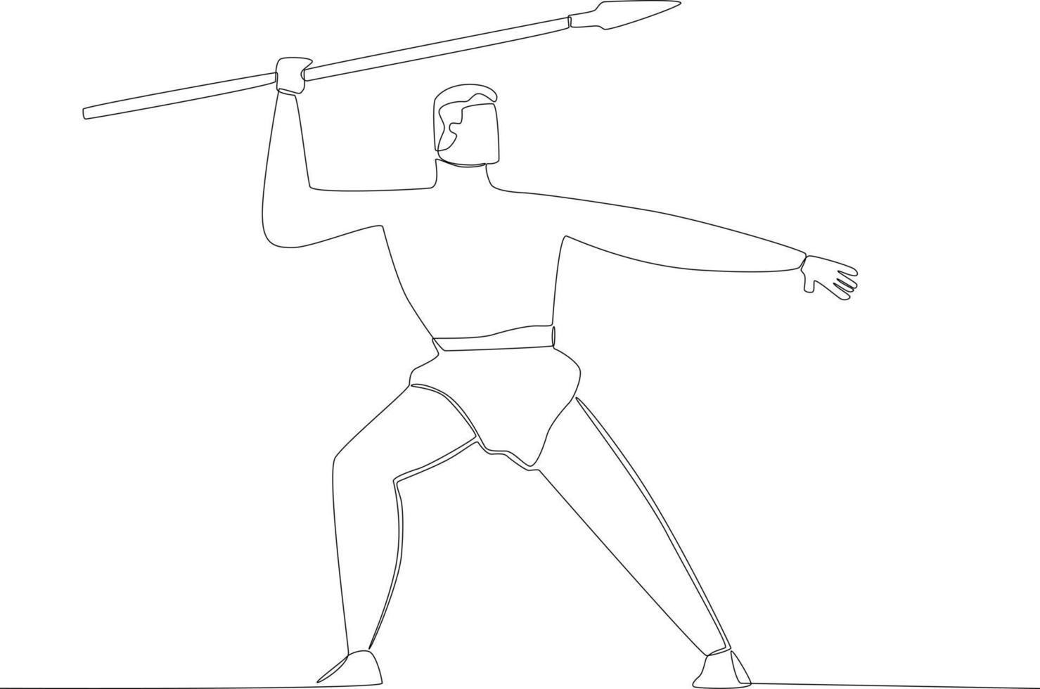 A warrior fighting with a spear vector
