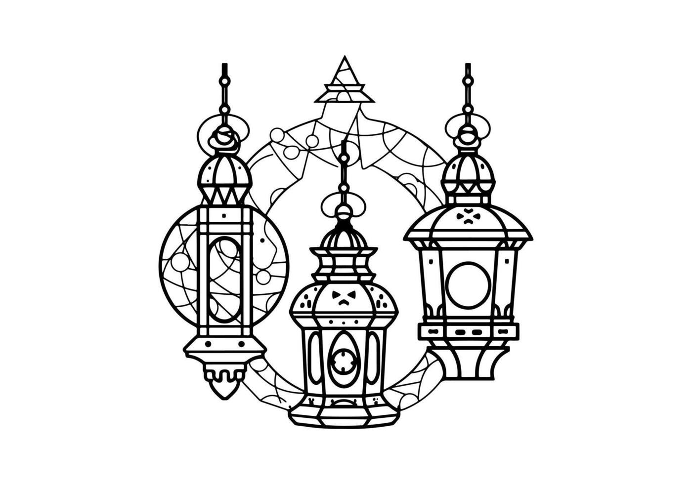 Lantern icon vector free, Arabic lantern outline, lantern line art, lantern illustration