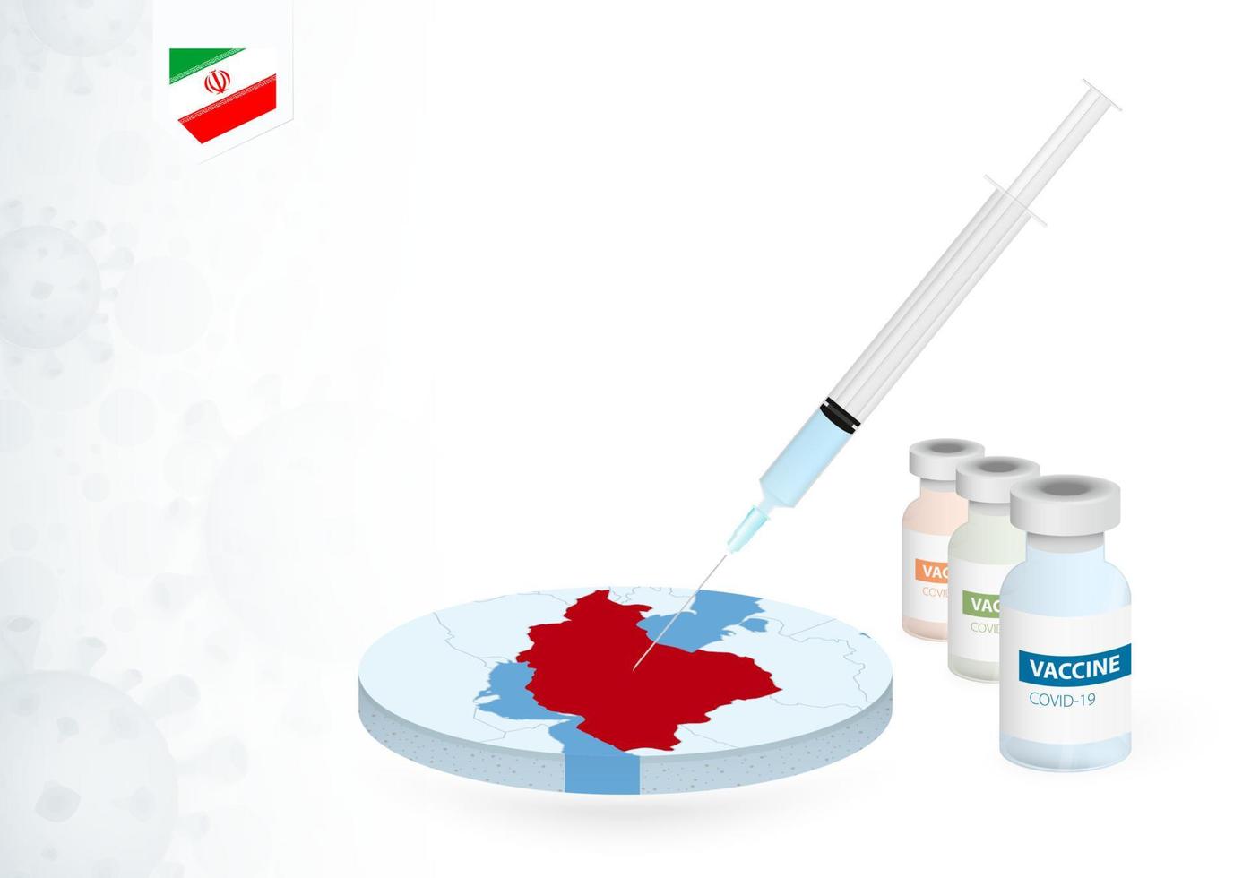 Vaccination in Iran with different type of COVID-19 vaccine. Concept with the vaccine injection in the map of Iran. vector