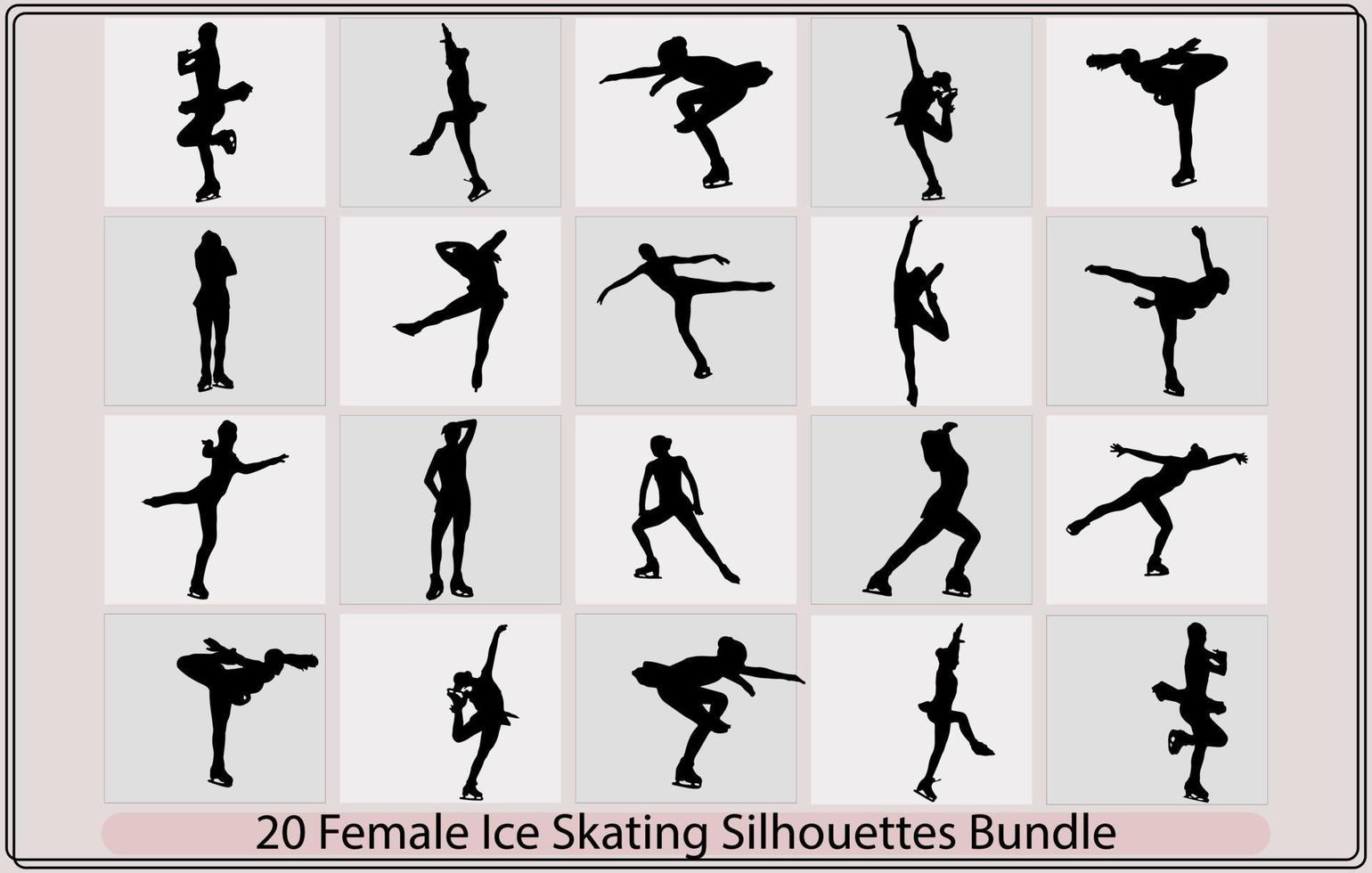 Skating people silhouette,Figure ice skating vector silhouettes,Over ten people silhouettes skating on ice,A child in silhouette ice skating in Christmas or winter clothing