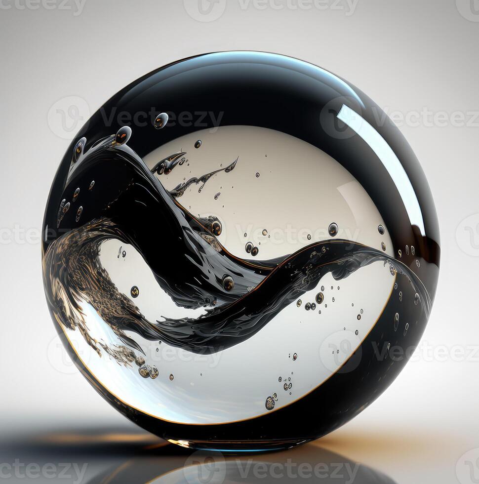 Glass sphere with black water. photo