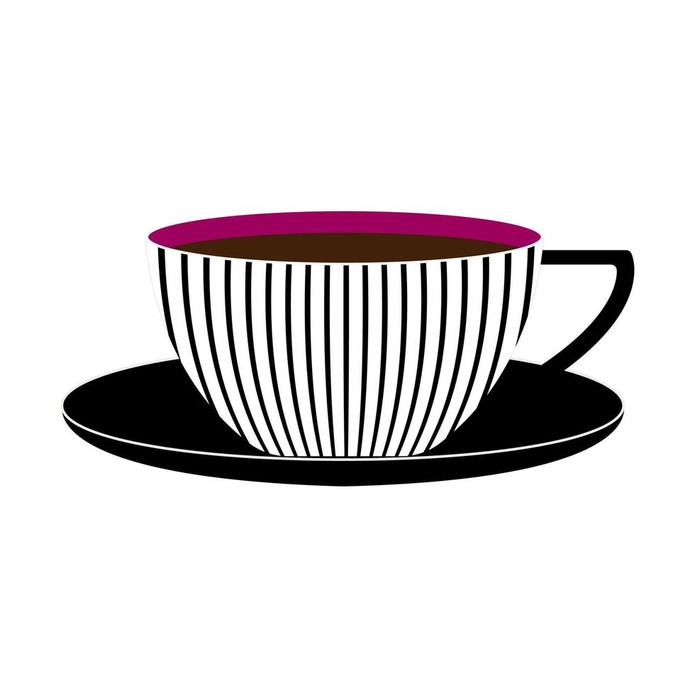 vector cup for tea with saucer in flat