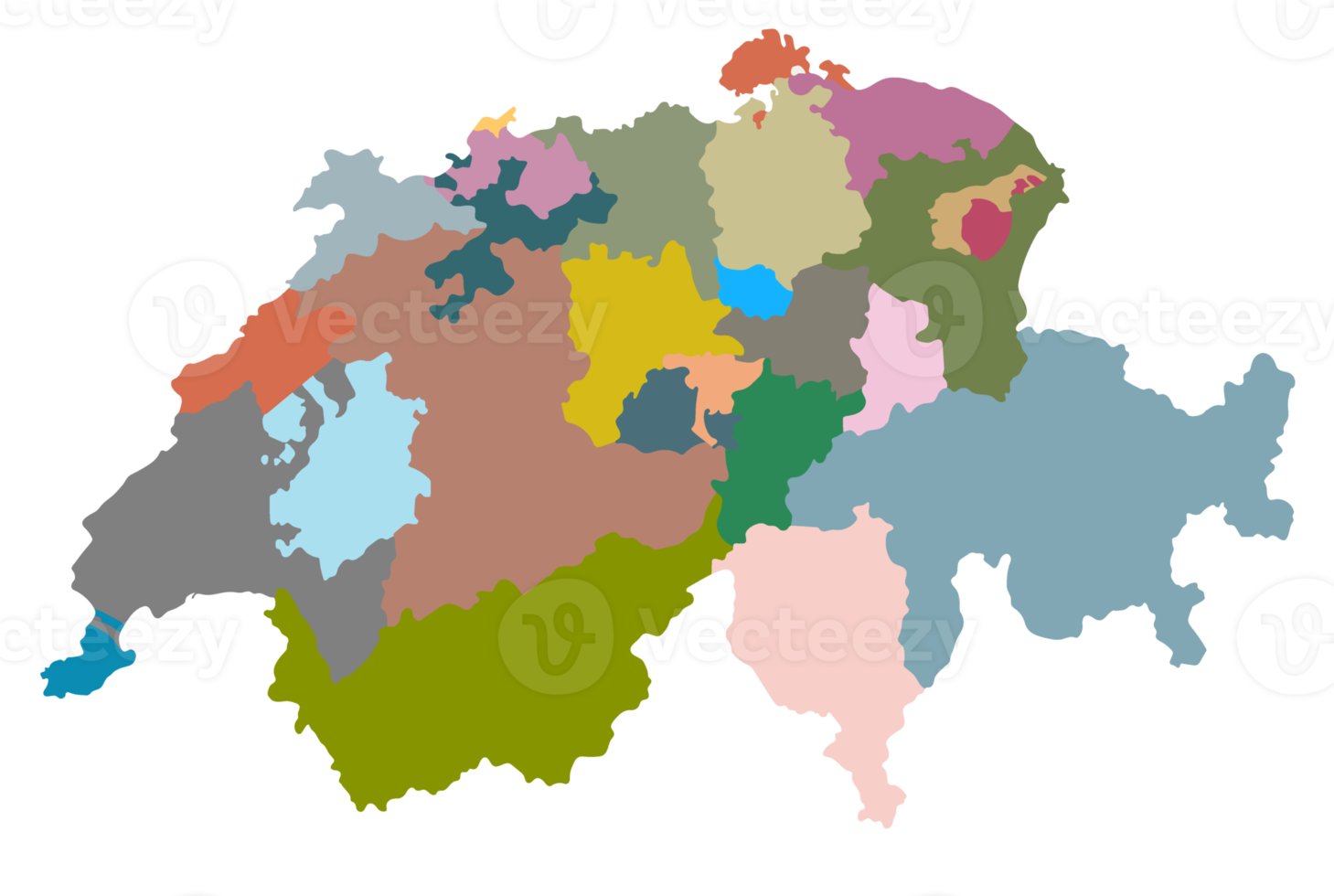 Suíça mapa dentro multicolorido cor, político mapa png