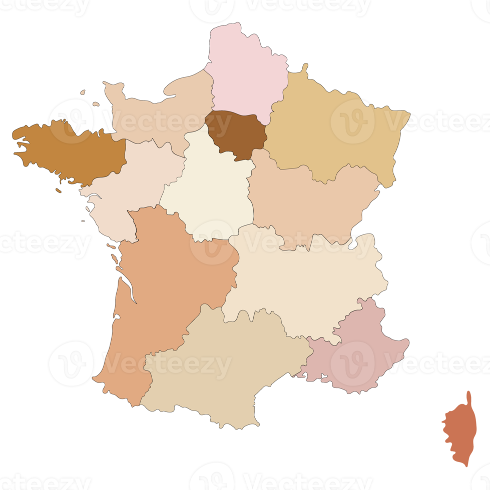 França mapa com Alto detalhe e multicolorido administrações regiões png