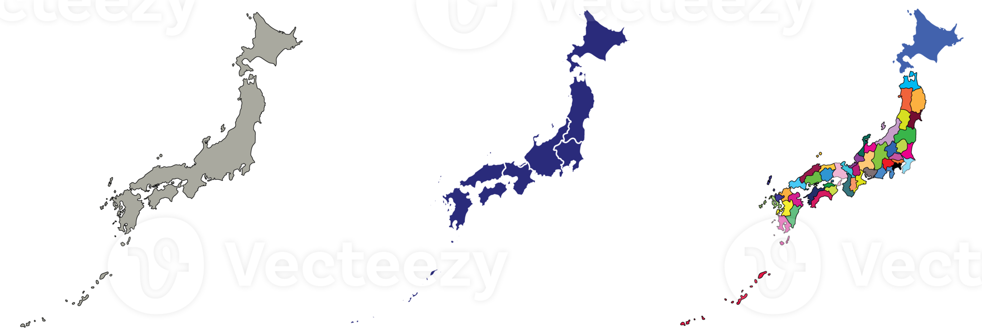 Japon carte haute détails avec coloré avec okinawa îles. png