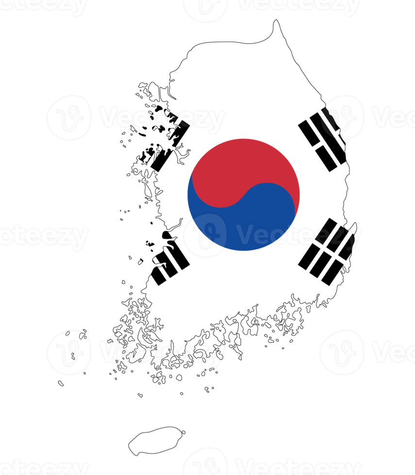 Sud Corea carta geografica bandiera dentro png