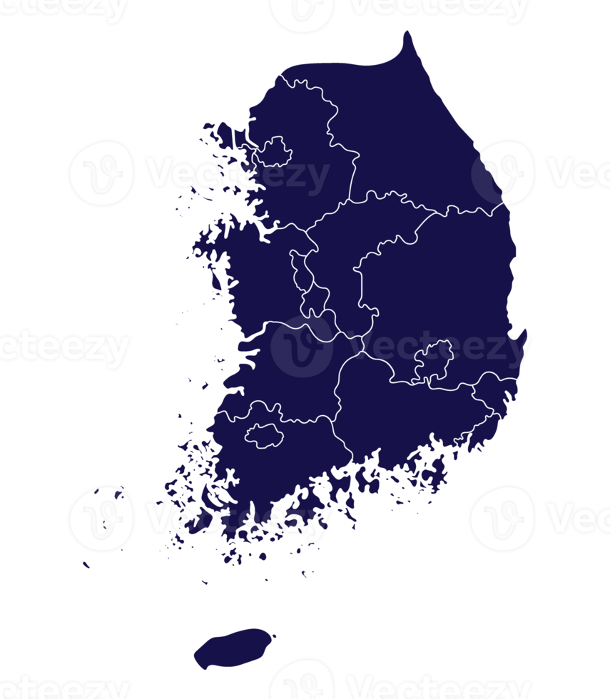 Süd Korea Karte Blau Farbe administrative Regionen png