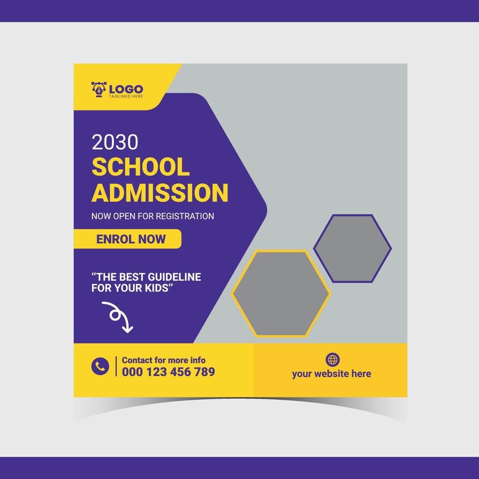 A school admission social media post design. vector