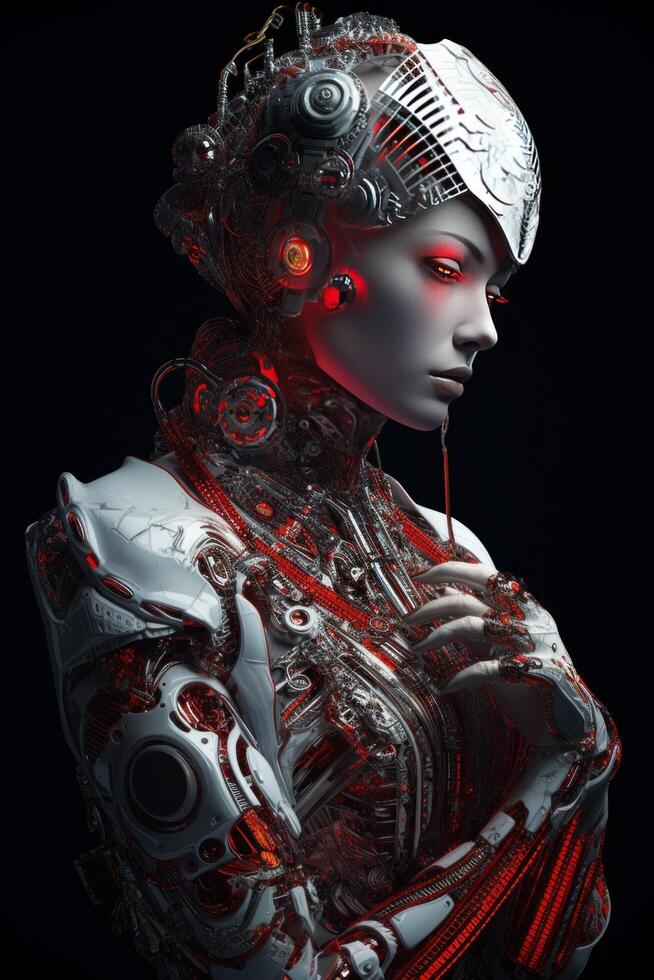 Futuristic portrait of a cyber cyborg image photo