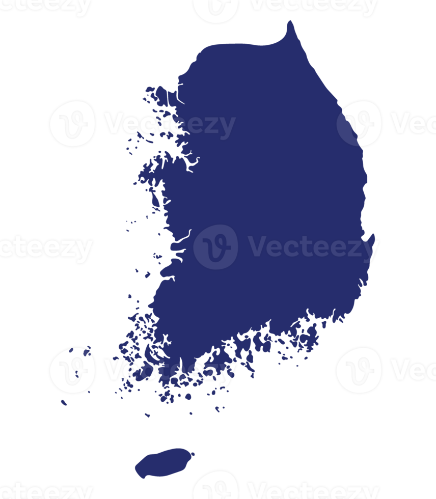 South Korea, Korea map with high detail blue color png