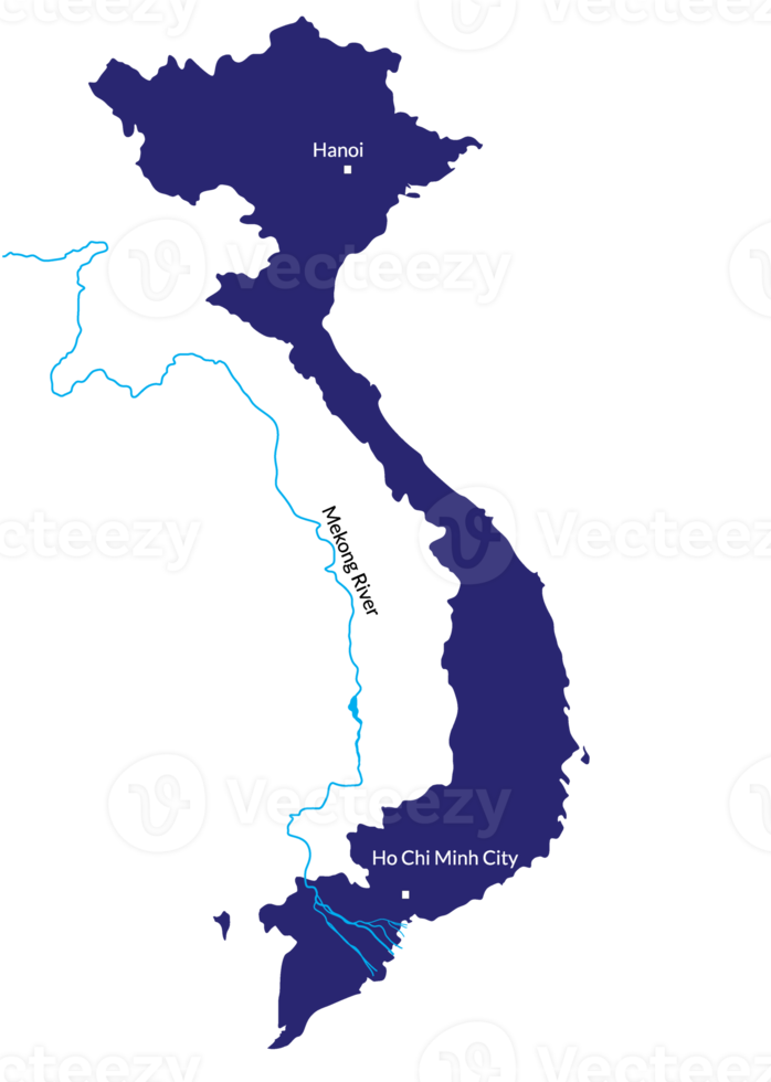 Map of Vietnam includes regions, Mekong River basin, Tonle Sap Lake, and outline. png