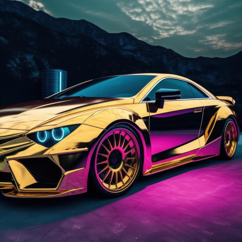 image of Gold color beautiful modern car photo