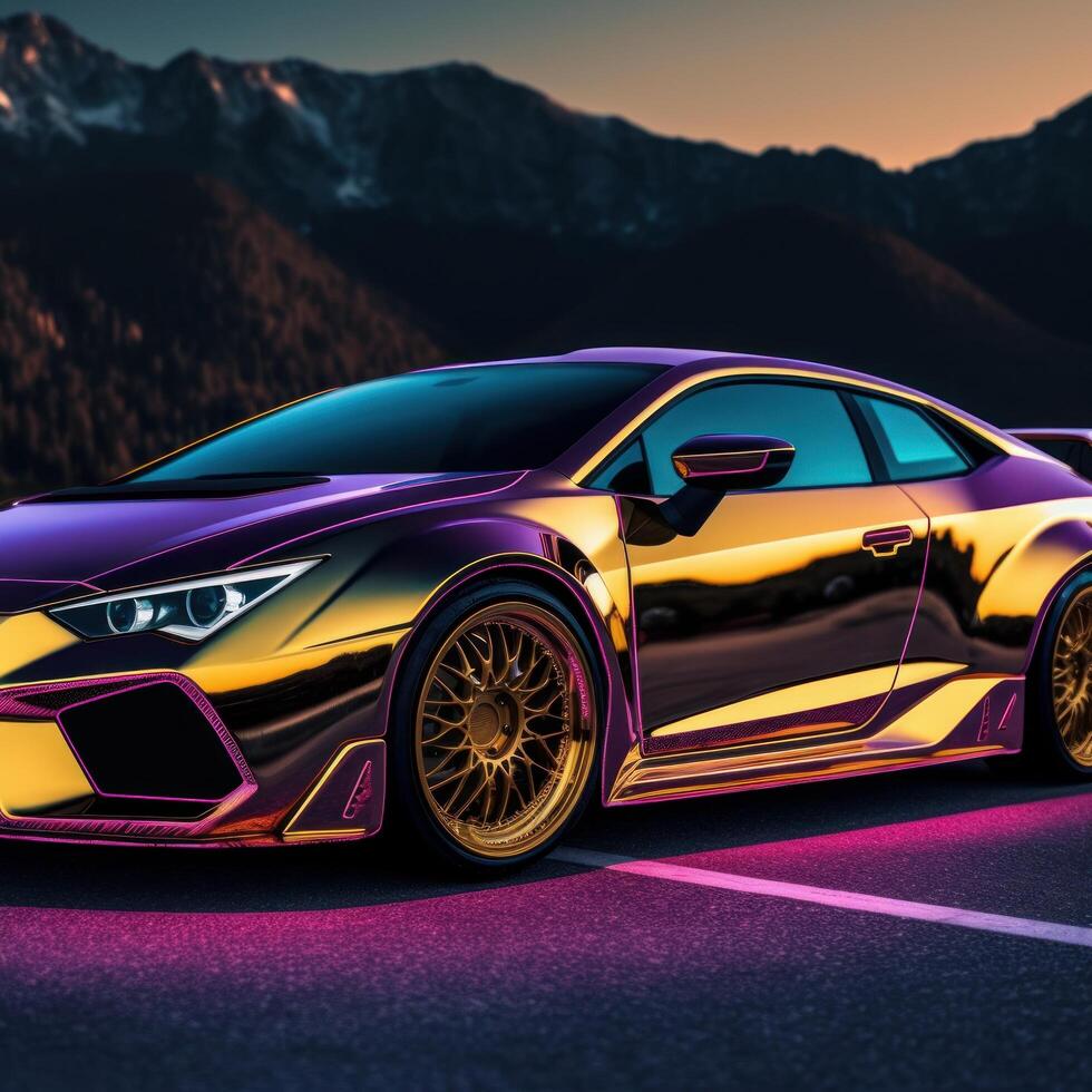 Gold color beautiful modern car photo