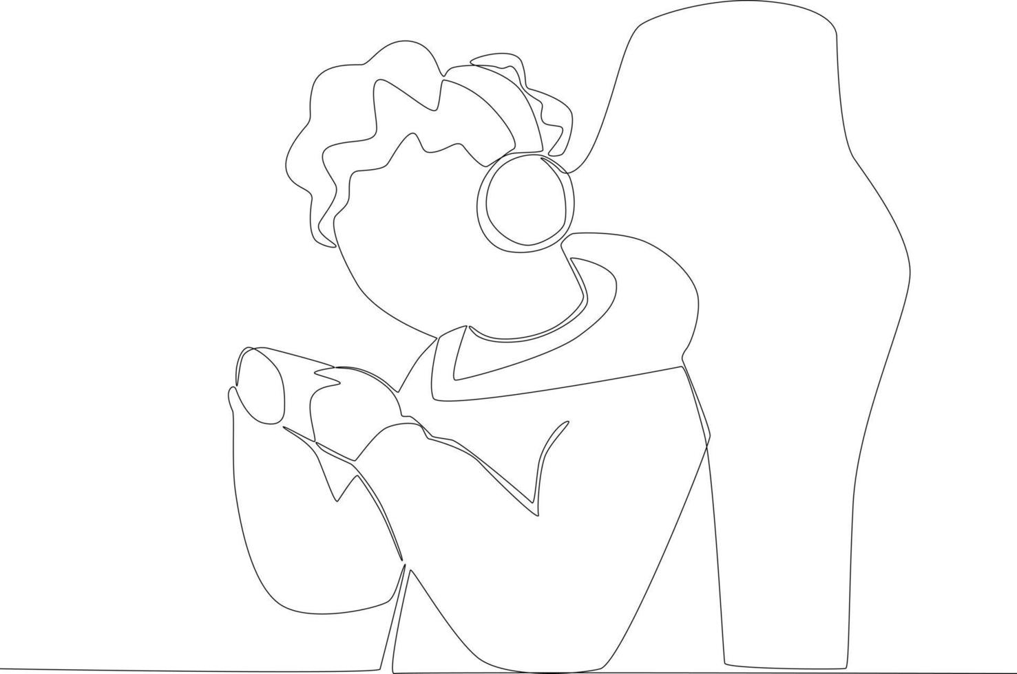 A curly hair man playing online games with his cellphone vector