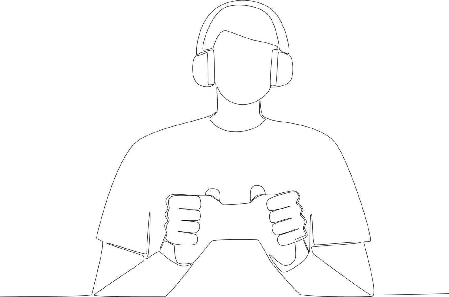 Premium Vector  A young man uses a headset and play station to playing games  online gaming oneline drawing