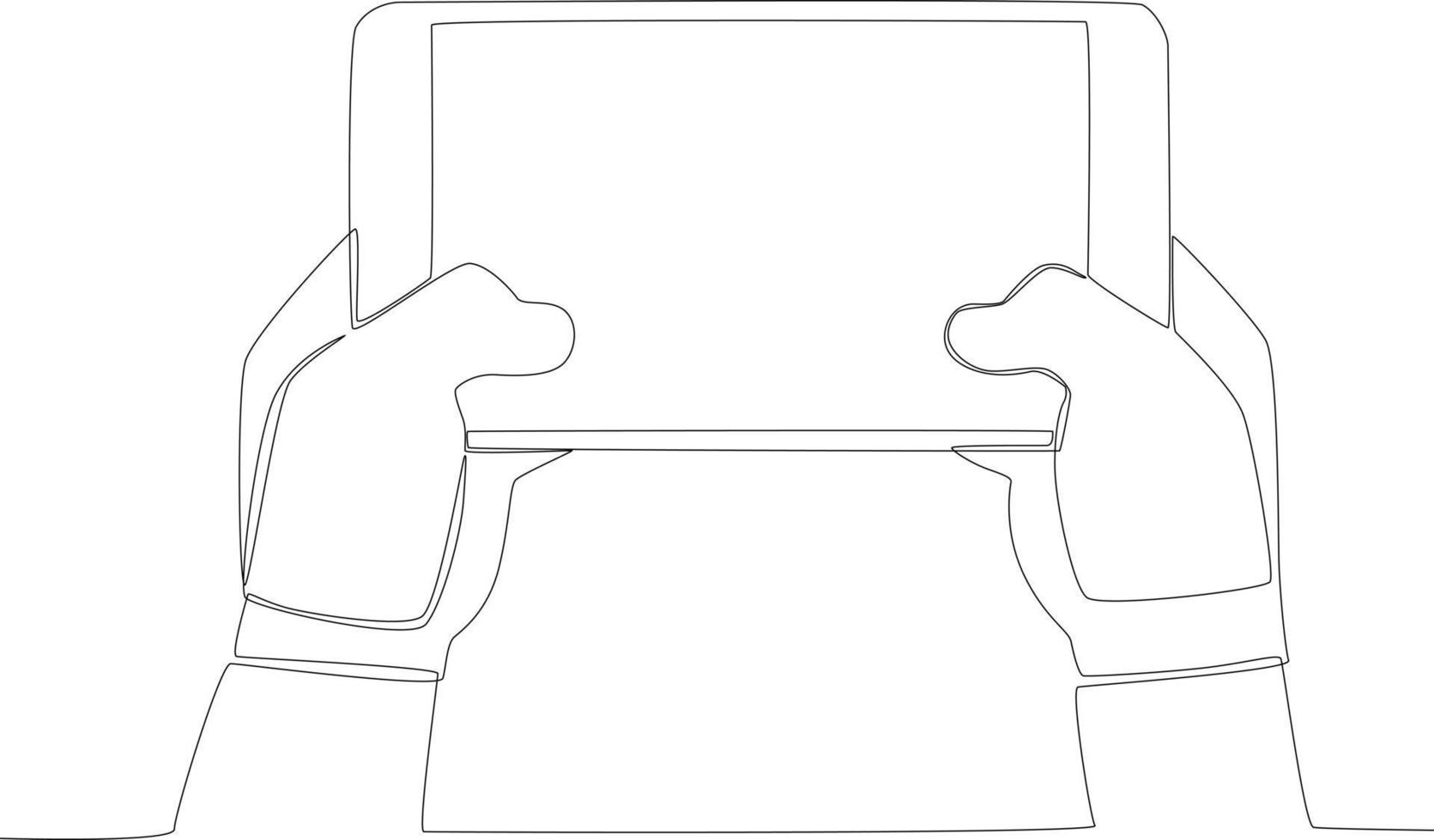 Hands play online games on the tablet screen vector