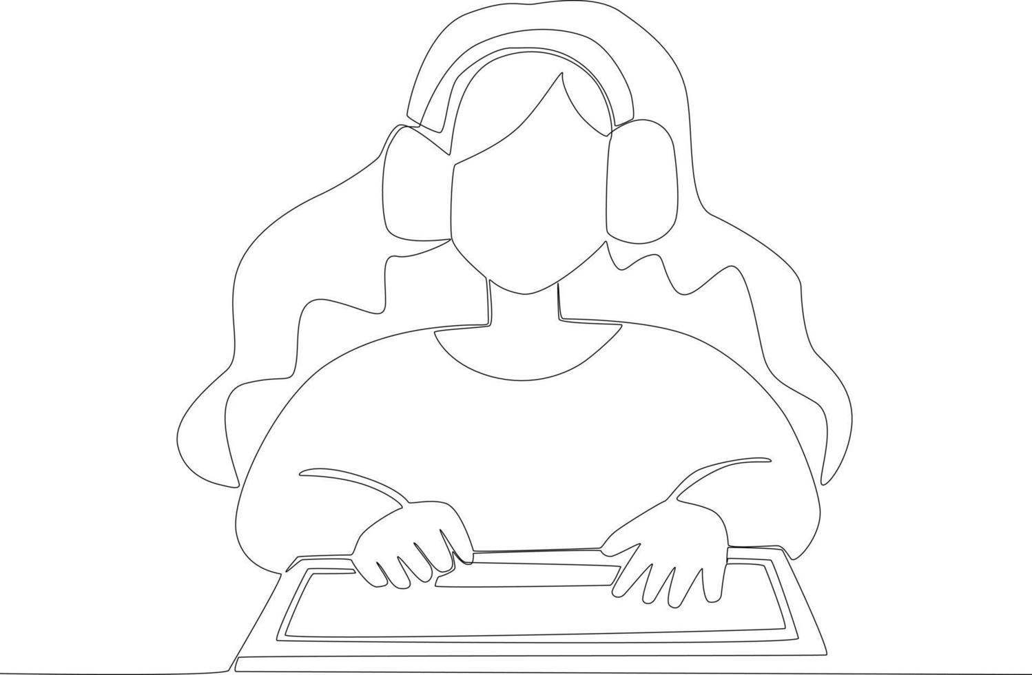 A woman focused on playing games in the gaming room vector