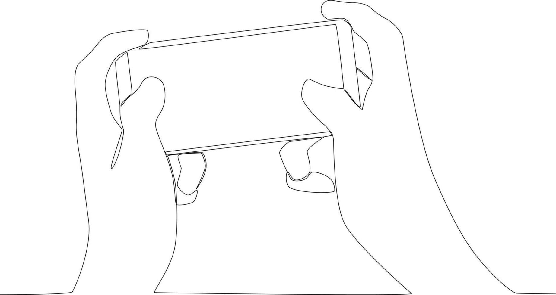 Close view of playing online games with mobile phones vector