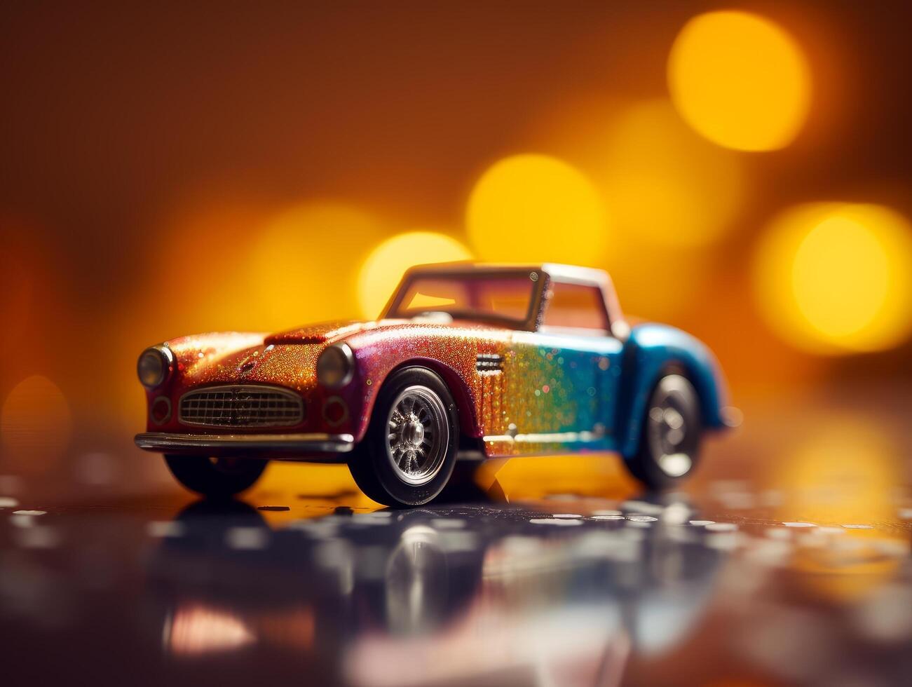 colorful Toy car product photography dynamic bright background photo