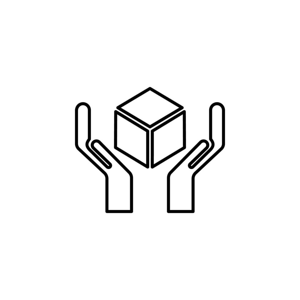 hands guard the parcel outline vector icon