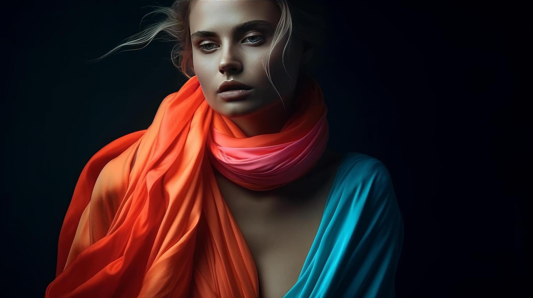 A stylish girl editorial style photo vibrant elastic