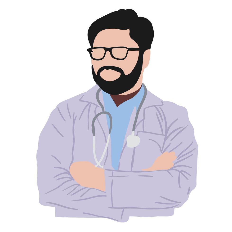 Beared medical specialist man ,good for graphic design resources. vector