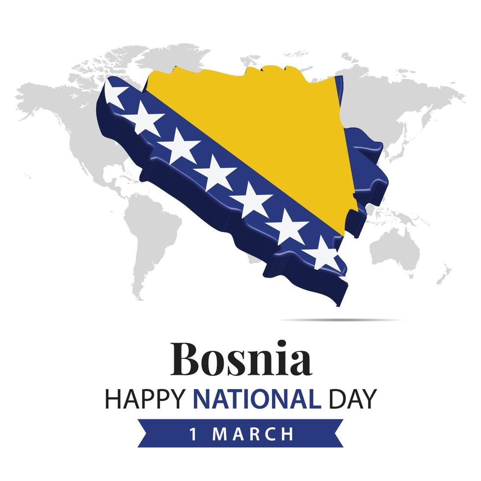 Bosnia National Day, 3d rendering Bosnia National Day illustration with 3d map and flag colors theme vector