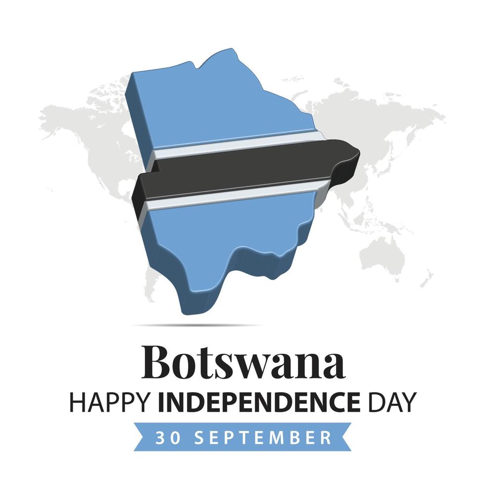 Botswana Independence Day, 3d rendering Botswana Independence Day illustration with 3d map and flag colors theme vector