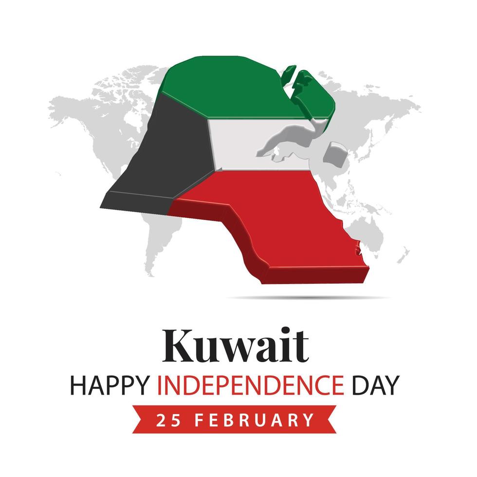 Kuwait Independence Day, 3d rendering Kuwait Independence Day illustration with 3d map and flag colors theme vector