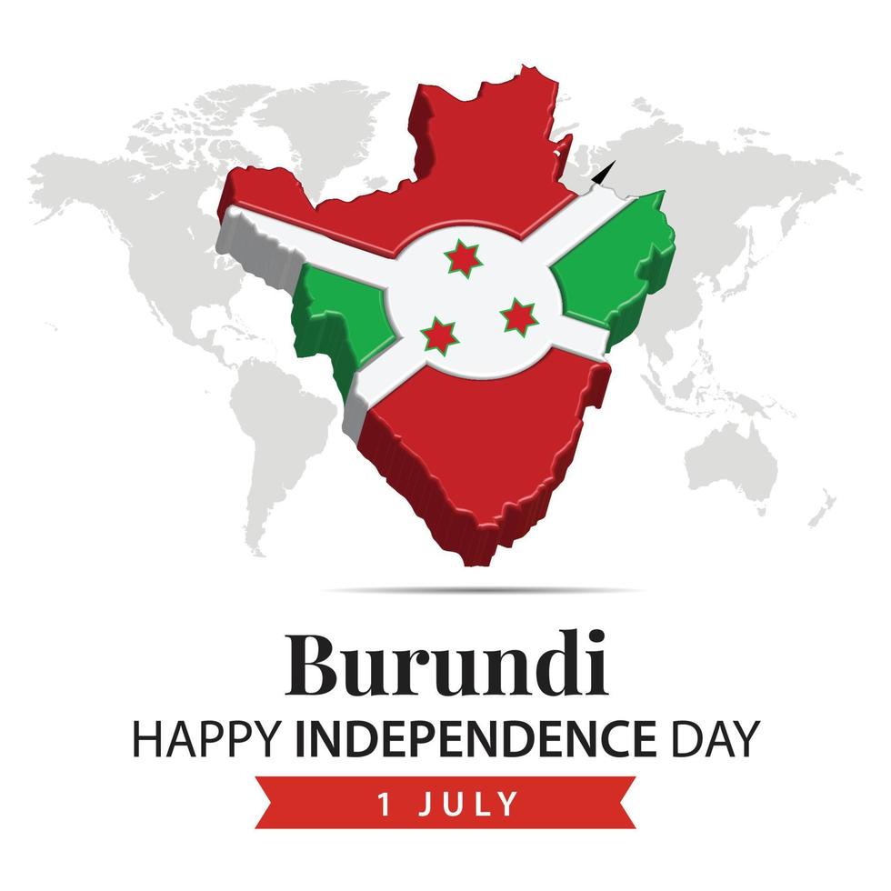 Burundi Independence Day, 3d rendering Burundi Independence Day illustration with 3d map and flag colors theme vector