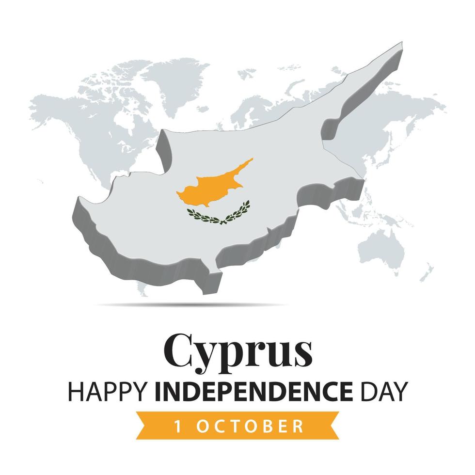 Cyprus Independence Day, 3d rendering Cyprus Independence Day illustration with 3d map and flag colors theme vector