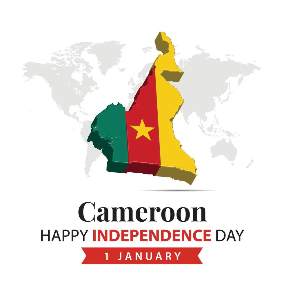 Cameroon Independence Day, 3d rendering Cameroon Independence Day illustration with 3d map and flag colors theme vector