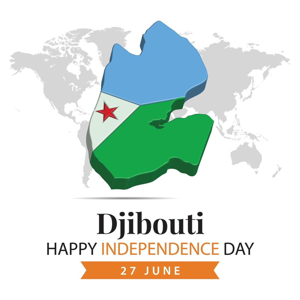 Djibouti Independence Day, 3d rendering Djibouti Independence Day illustration with 3d map and flag colors theme vector