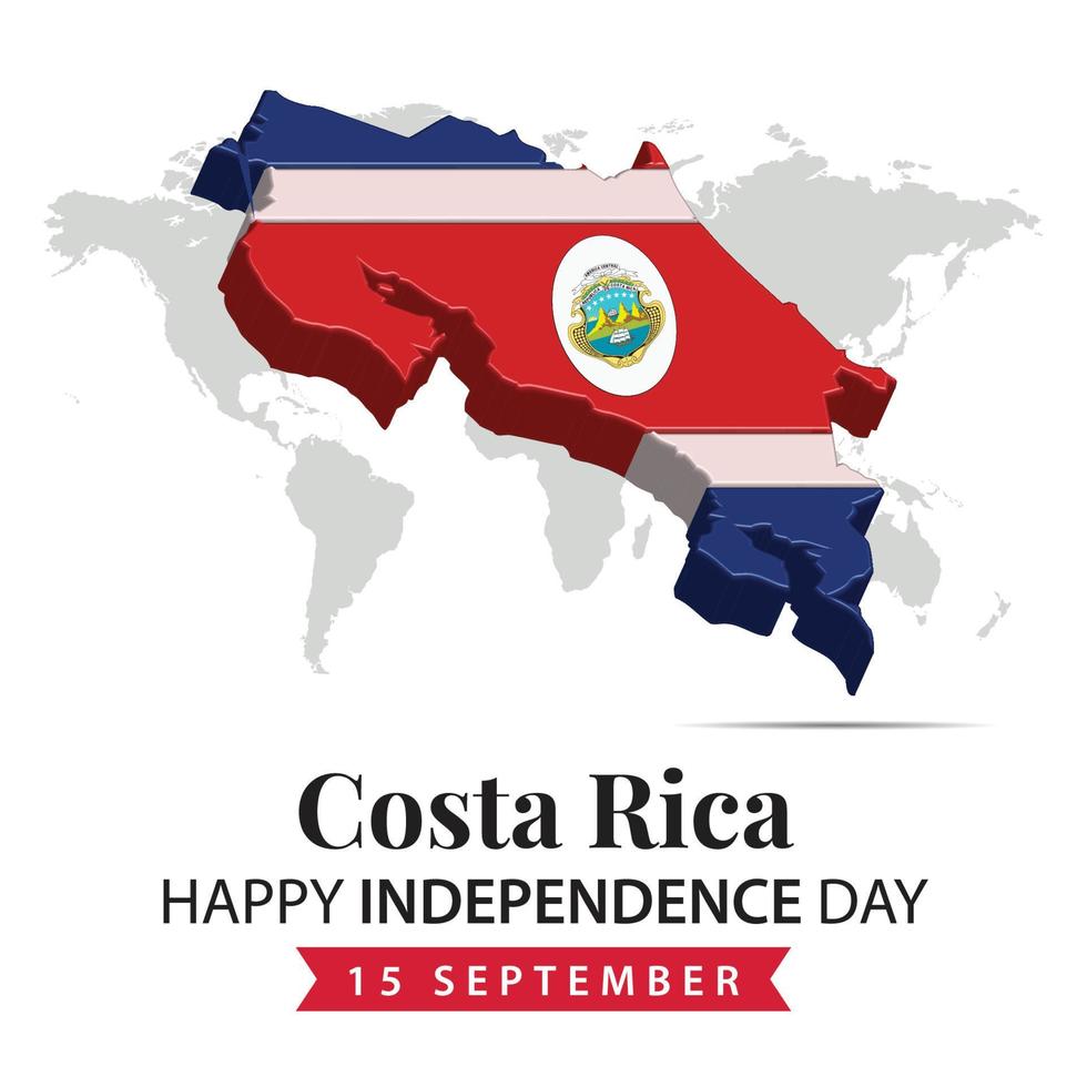 Costa Rice Independence Day, 3d rendering Costa Rice Independence Day illustration with 3d map and flag colors theme vector