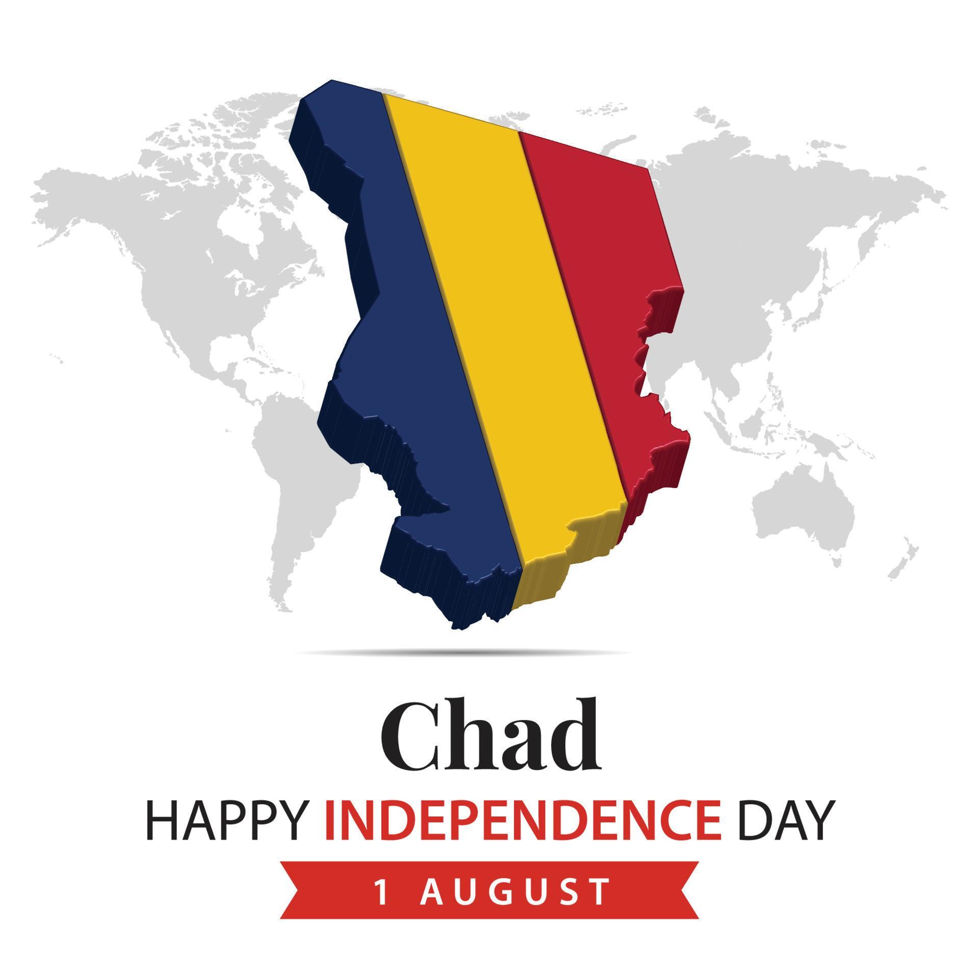 Chad Independence Day, 3d rendering Chad Independence Day illustration