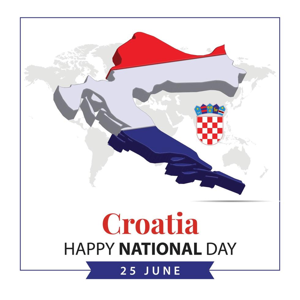 Croatia National Day, 3d rendering Croatia National Day illustration with 3d map and flag colors theme vector