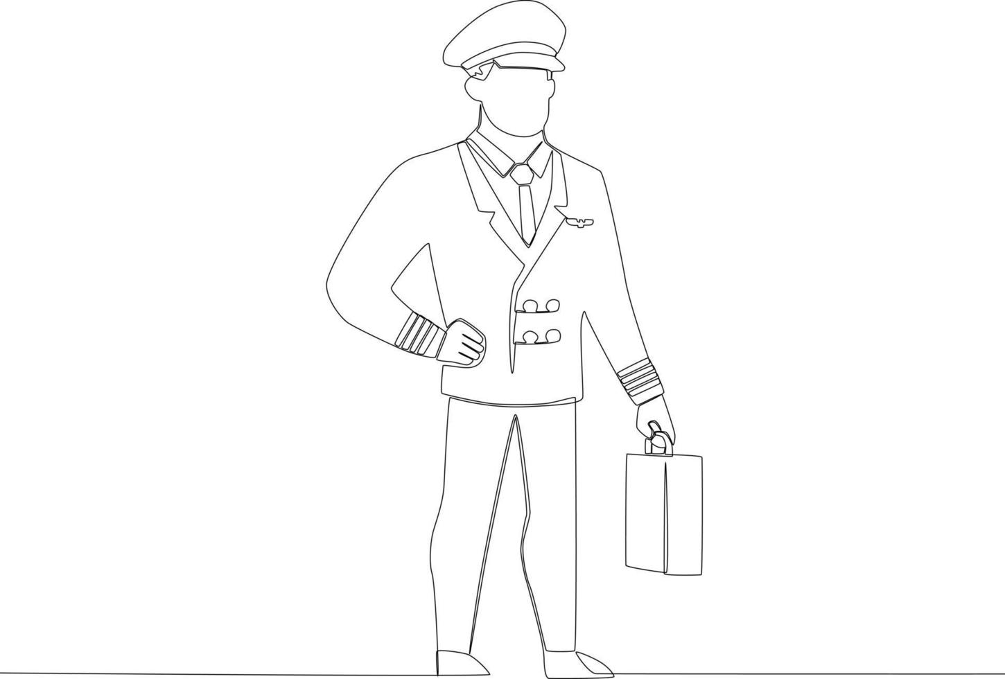 A pilot carrying a suitcase vector