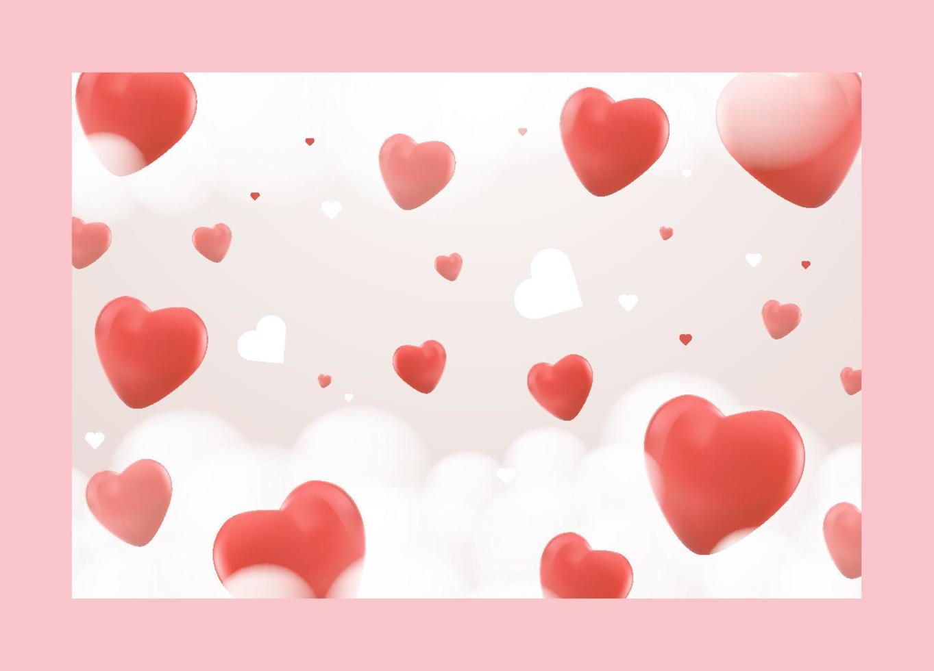 hermosos corazones de confeti cayendo sobre el fondo. diseño de fondo de plantilla de invitación, tarjeta de felicitación, póster. día de San Valentín. ilustración vectorial vector