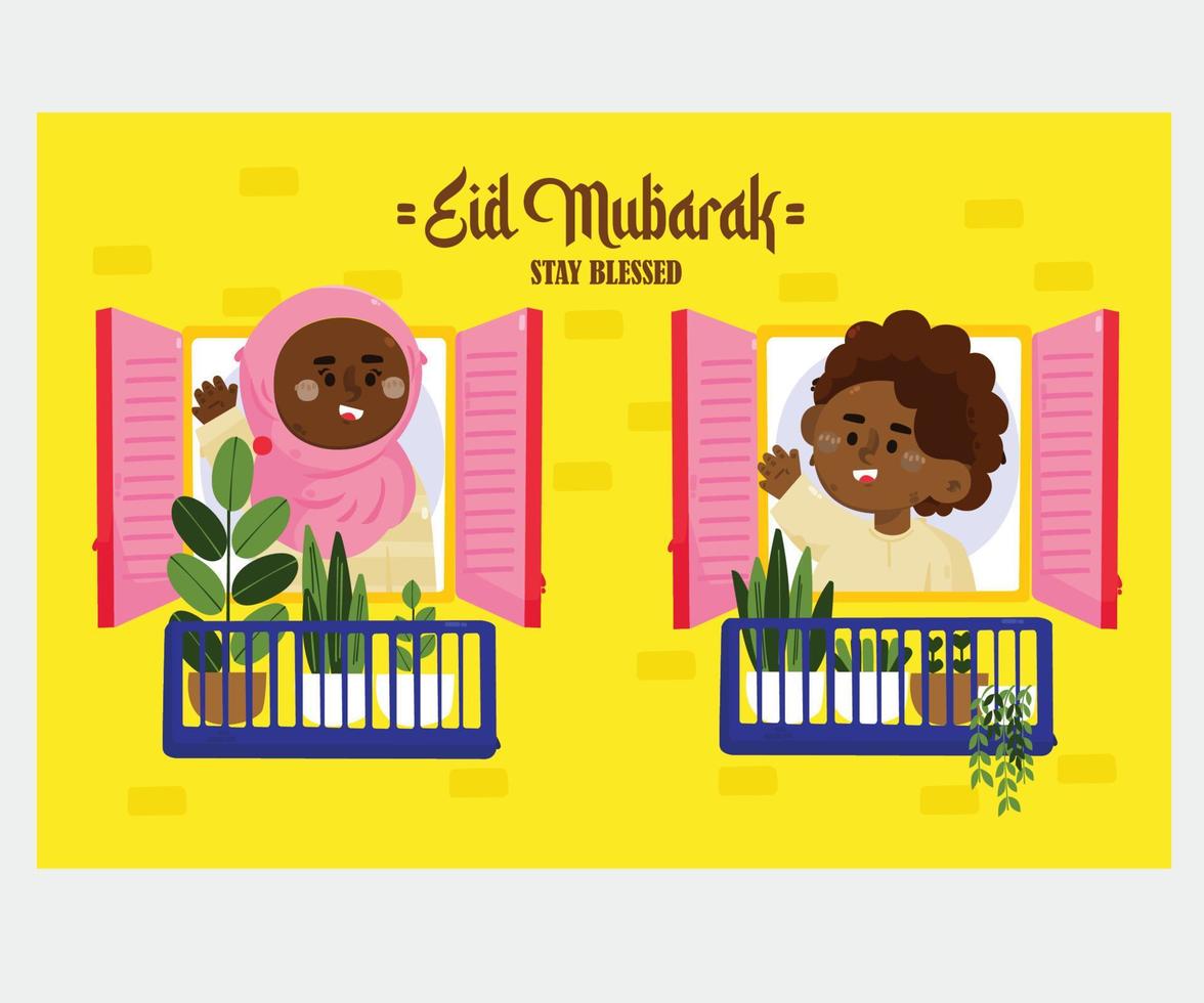 Happy Eid Mubarak Greeting Illustration vector