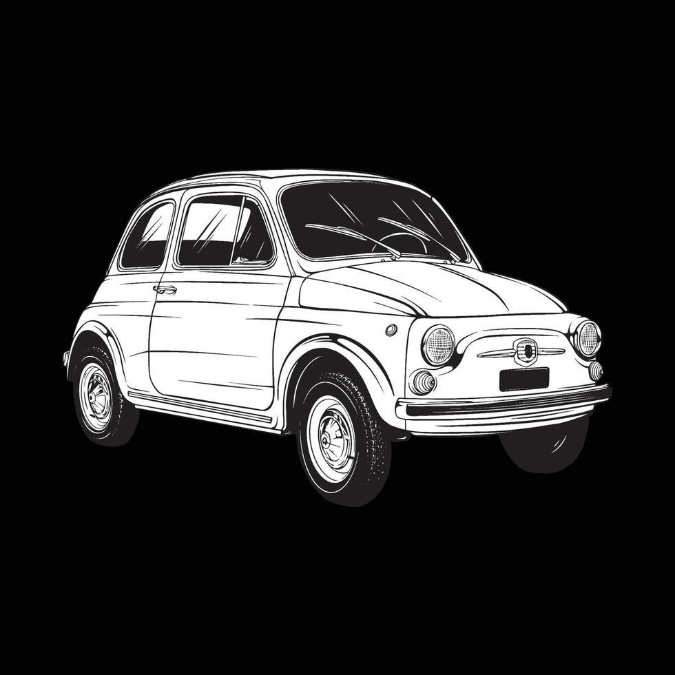 Classic Italian supermini car illustration vector line art