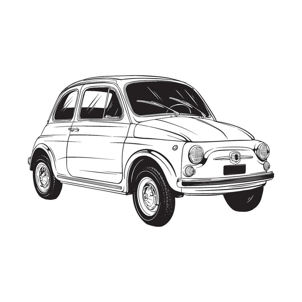 Classic Italian supermini car illustration vector line art