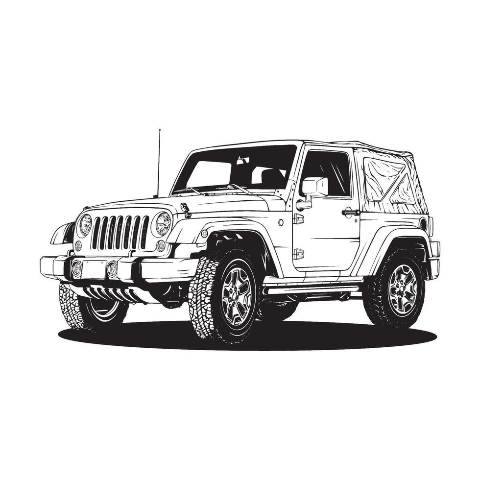 jeep car art 4x4 illustration vector line art