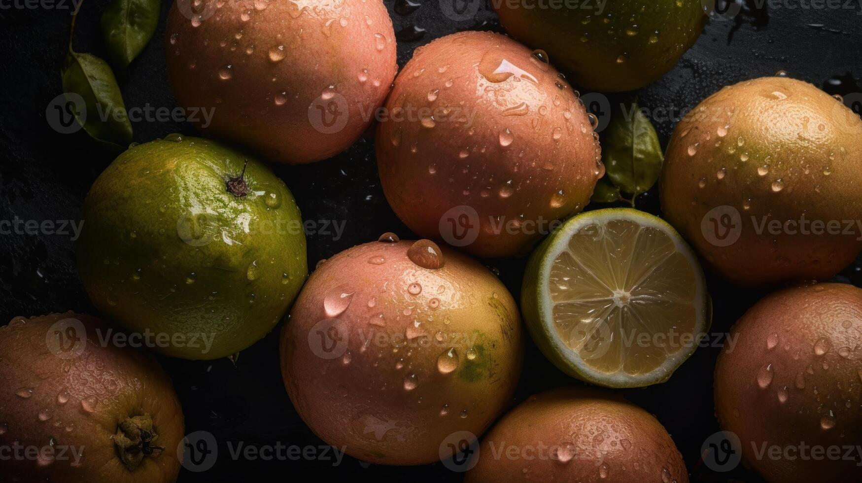 pomelos image seamless background visible drops of water generative AI